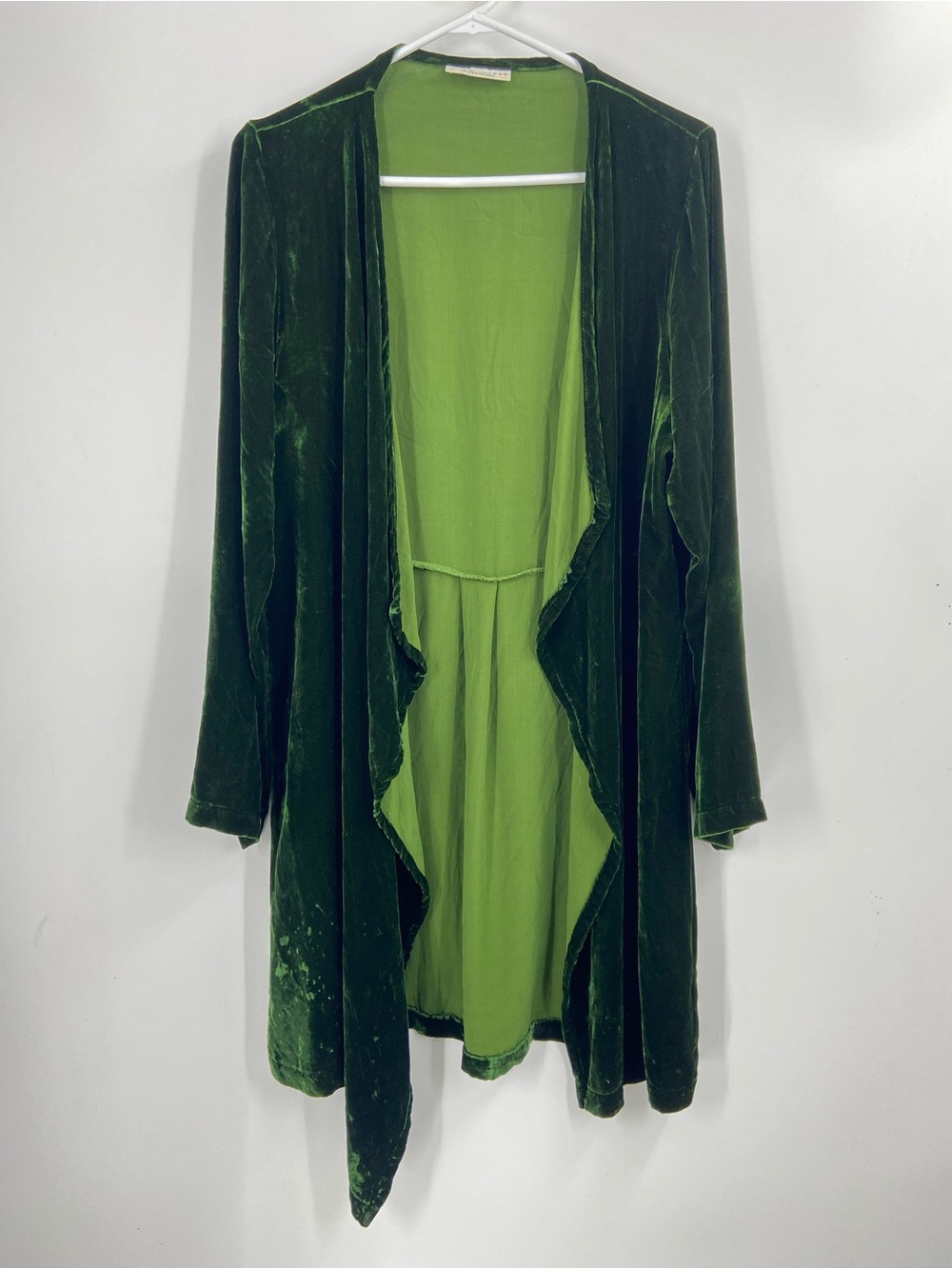 Bryn Walker Velvet Open Front Cardigan Layer Green XS